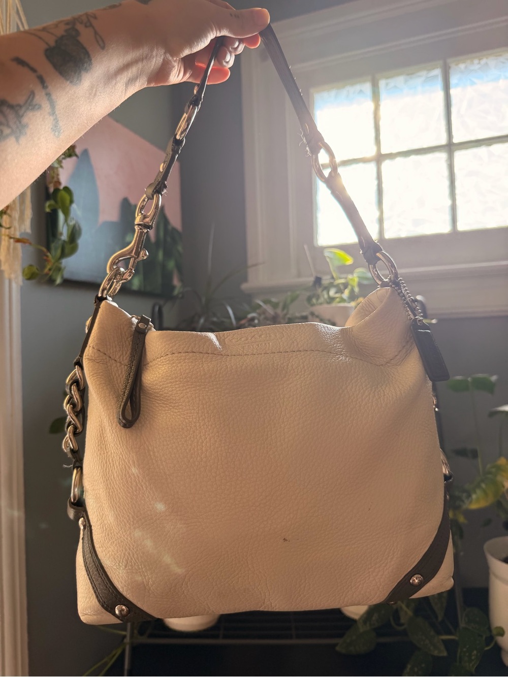 COACH Carly Pebbled Leather Hobo Shoulder Bag